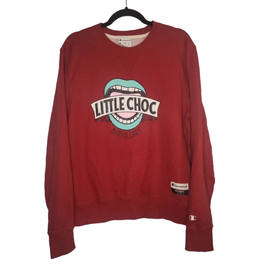 Champion Men’s Pullover Sweatshirt Size M Brooklyn Little Choc Apothecary Red